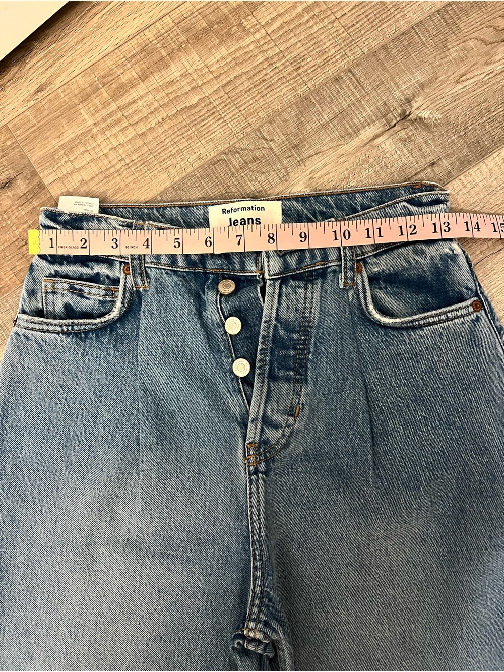 Reformation Light Blue High-Rise Wide Leg Jeans size 24 button closure EUC - Picture 4 of 8